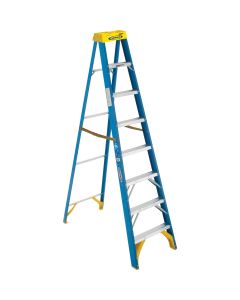 Werner 8 Ft. Fiberglass Step Ladder with 250 Lb. Load Capacity Type I Ladder Rating