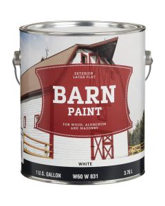Do it Best Latex Flat Exterior Barn Paint, White, 1 Gal.