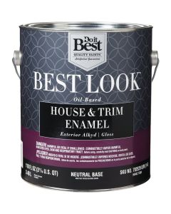 Best Look Oil-Based Alkyd Gloss Exterior House & Trim Enamel Paint, Neutral Base, 1 Gal.