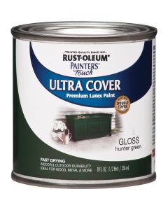 Rust-Oleum Painter's Touch 2X Ultra Cover Premium Latex Paint, Gloss Hunter Green, 1/2 Pt.