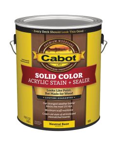 Cabot Solid Color Acrylic Deck Stain, 1806 Neutral Base, 1 Gal.