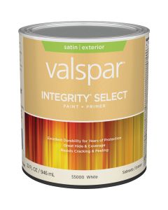 Valspar Integrity Select Satin Paint & Primer Exterior Paint, White, 1 Qt.