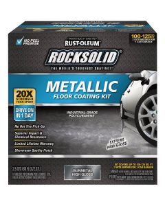 Rust-Oleum RockSolid Metallic Floor Coating Kit, Gunmetal, 70 Oz.