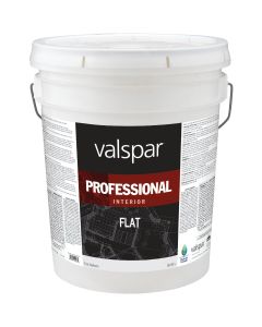 Valspar Professional Latex Flat Interior Wall Paint, High Hide White, 5 Gal.