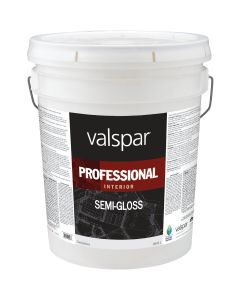 Valspar Professional Latex Semi-Gloss Interior Wall Paint, High Hide White, 5 Gal.