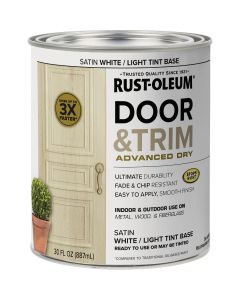Rust-Oleum Stops Rust 1 Qt. Satin White/Light Tint Base Door and Trim Paint