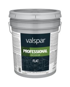 Valspar Professional 100% Acrylic Flat Exterior House Paint, White, 5 Gal.