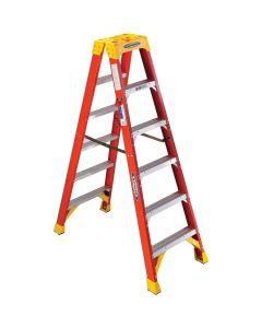 Werner 6 Ft. Fiberglass Twin Step Step Ladder with 300 Lb. Load Capacity Type IA Ladder Rating