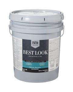 Best Look 100% Acrylic Latex Premium Paint & Primer In One Satin Exterior House Paint, High Hiding White, 5 Gal.
