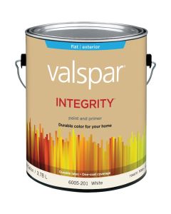 Valspar Integrity Latex Paint And Primer Flat Exterior House Paint, White, 1 Gal.