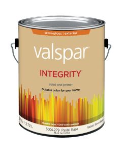 Valspar Integrity Latex Paint And Primer Semi-Gloss Exterior House Paint, Pastel Base, 1 Gal.
