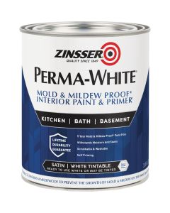 Zinsser Perma-White White-Tintable Satin Quart Mildew Paint