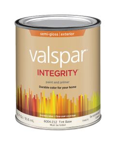 Valspar Integrity Latex Paint And Primer Semi-Gloss Exterior House Paint, Tint Base, 1 Qt.