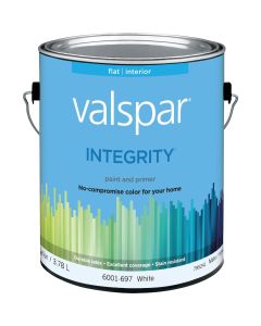 Valspar Integrity Latex Paint And Primer Flat Interior Wall Paint, White, 1 Gal.