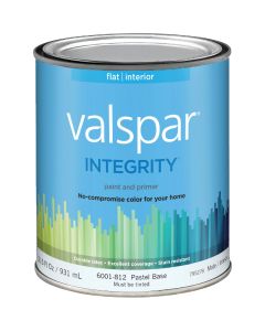 Valspar Integrity Latex Paint And Primer Flat Interior Wall Paint, Pastel Base, 1 Qt.
