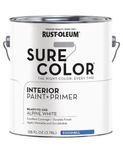 Rust-Oleum Sure Color Eggshell Alpine White Interior Wall Paint and Primer, Gallon