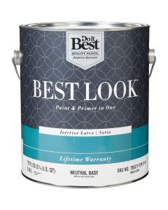 Best Look Latex Premium Paint & Primer In One Satin Interior Wall Paint, Neutral Base, 1 Gal.