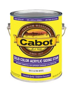 Cabot Solid Color Acrylic Siding & Fence Exterior Stain, Ultra White, 1 Gal.