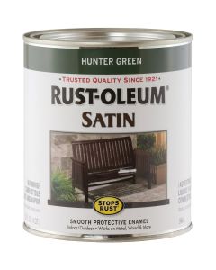 Rust-Oleum Stops Rust Oil Based Satin Protective Rust Control Enamel, Hunter Green, 1 Qt.