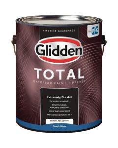 Glidden Total Exterior Paint + Primer Semi-Gloss Ready Mix White 1 Gallon
