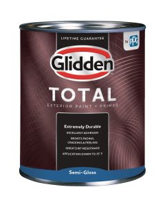 Glidden Total Exterior Paint + Primer Semi-Gloss White & Pastel Base Quart