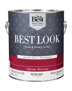 Best Look Latex Premium Paint & Primer In One Flat Enamel Interior Wall Paint, Neutral Base, 1 Gal.