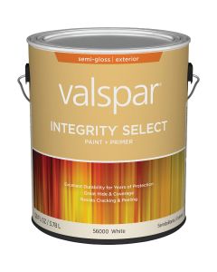 Valspar Integrity Select Semi-Gloss Paint & Primer Exterior Paint, White, 1 Gal.