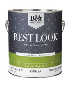 Best Look Latex Premium Paint & Primer In One Semi-Gloss Interior Wall Paint, Neutral Base, 1 Gal.