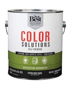 Do it Best Color Solutions 100% Acrylic Latex Self-Priming Semi-Gloss Exterior House Paint, Extra Deep Base, 1 Gal.
