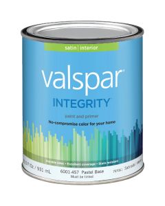 Valspar Integrity Latex Paint And Primer Satin Interior Wall Paint, Pastel Base, 1 Qt.