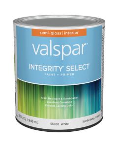 Valspar Integrity Select Paint & Primer Semi-Gloss Interior Paint, White, 1 Qt.