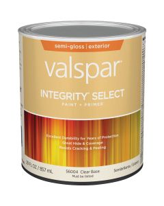 Valspar Integrity Select Semi-Gloss Paint & Primer Exterior Paint, Clear Base, 1 Qt.