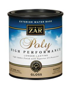 ZAR Gloss Clear Water Based Exterior Polyurethane, 1 Qt.
