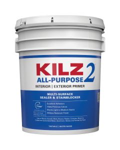 KILZ 2 Latex Interior/Exterior Sealer Stain Blocking Primer, White, 5 Gal.