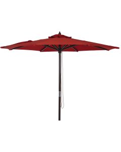 Outdoor Expressions 9 Ft. Pulley Crimson Red Market Patio Umbrella with Chrome Plated Hardware