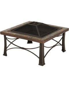 Outdoor Expressions 30 In. Slate Square Steel Fire Pit