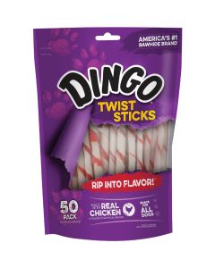 Dingo Twist Sticks Chicken 10 Oz. Rawhide Chew, (50-Pack)