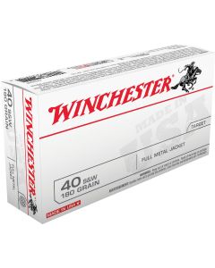Winchester .40 Smith & Wesson 180 Grain FMJ Centerfire Ammunition Cartridges