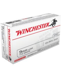 Winchester 9mm Luger 115 Grain FMJ Centerfire Ammunition Cartridges