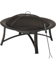 Outdoor Expressions 35 In. Antique Bronze Round Steel Fire Pit