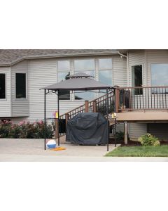Outdoor Expressions 7.8 Ft. x 8 Ft. Black & Gray Steel Grill Gazebo
