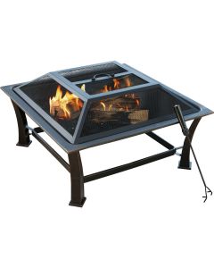 Outdoor Expressions 30 In. Antique Bronze Square Steel Fire Pit
