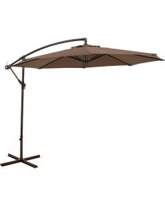 Outdoor Expressions 10 Ft. Round Steel Offset Brown Patio Umbrella