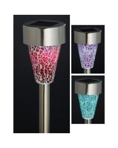 Outdoor Expressions Green, Red, or Purple 2.10 Lumens Stainless Steel Solar Path Light