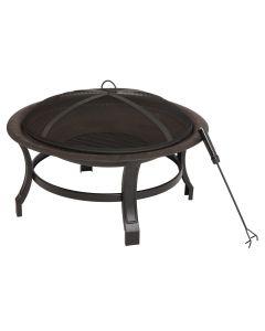 Outdoor Expressions 30 In. Antique Bronze Round Steel Fire Pit