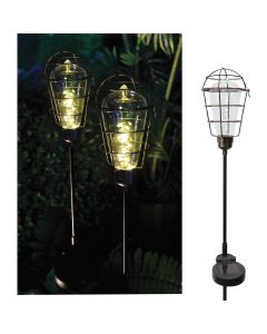 Solaris Metal Cage Edison Style 35 In. H. Solar Stake Light