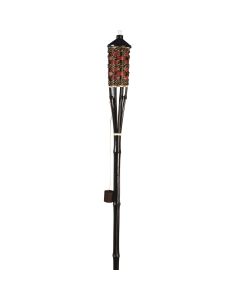 Outdoor Expressions 60 In. Brown Bamboo Patio Torch with Rattan Weave