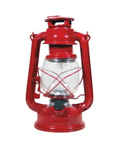 Alpine 5 In. W. x 9 In. H. x 6 In. L. Red Cool White LED Hurricane Patio Lantern
