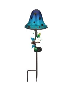 Regal Art & Gift 21.25 In. Blue Dottie Mushroom LED Solar Stake Light