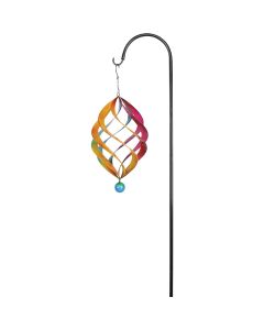 Alpine 19 In. H. Multi-Color Iron Wind Spinner with Shepherd's Hook